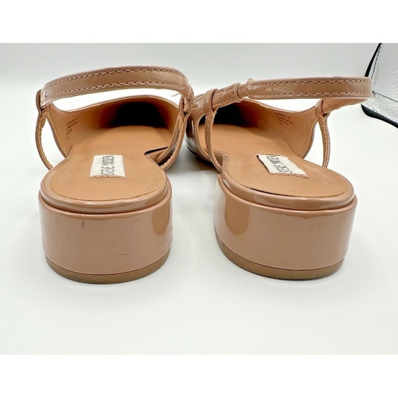 Steve Madden Shoes 8M Point Toe Low Slingback Nude Glossy Faux Leather Allure - Picture 6 of 9